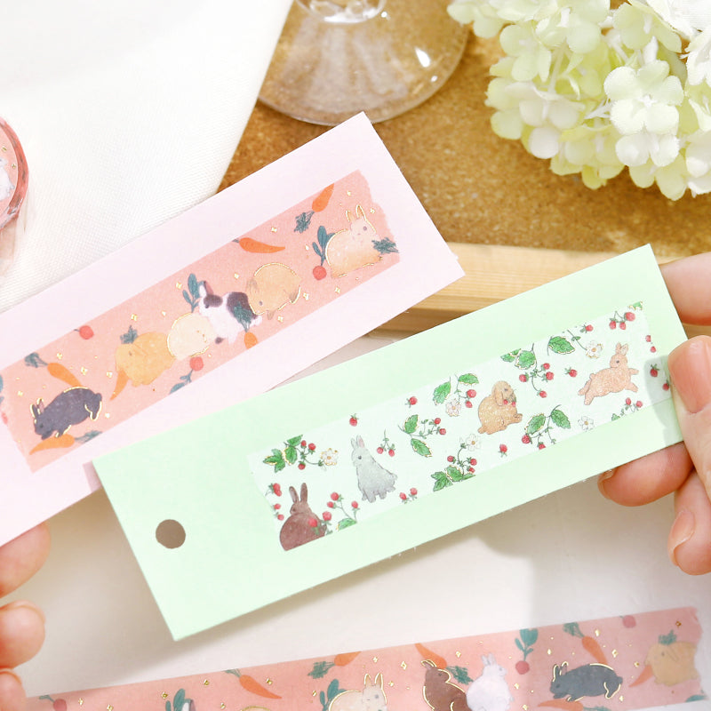 BGM Foil Stamping Masking Tape: Rabbit Country in Forest — BGM washi tape — decorative Japanese paper tape for journaling and craft, at Cityluxe Singapore