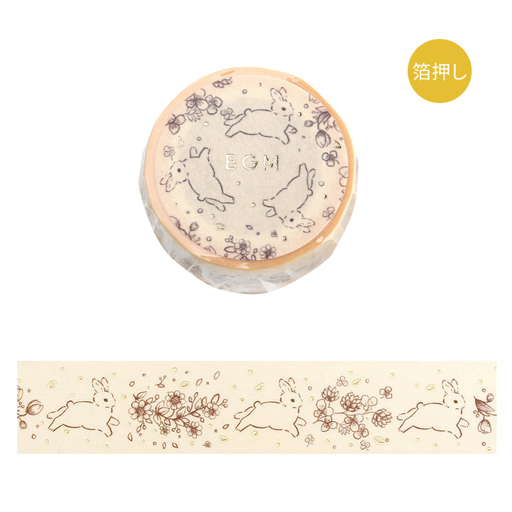 BGM Foil Stamping Masking Tape: Rabbit Country in Fairy Tale — BGM washi tape — decorative Japanese paper tape for journaling and craft, at Cityluxe Singapore