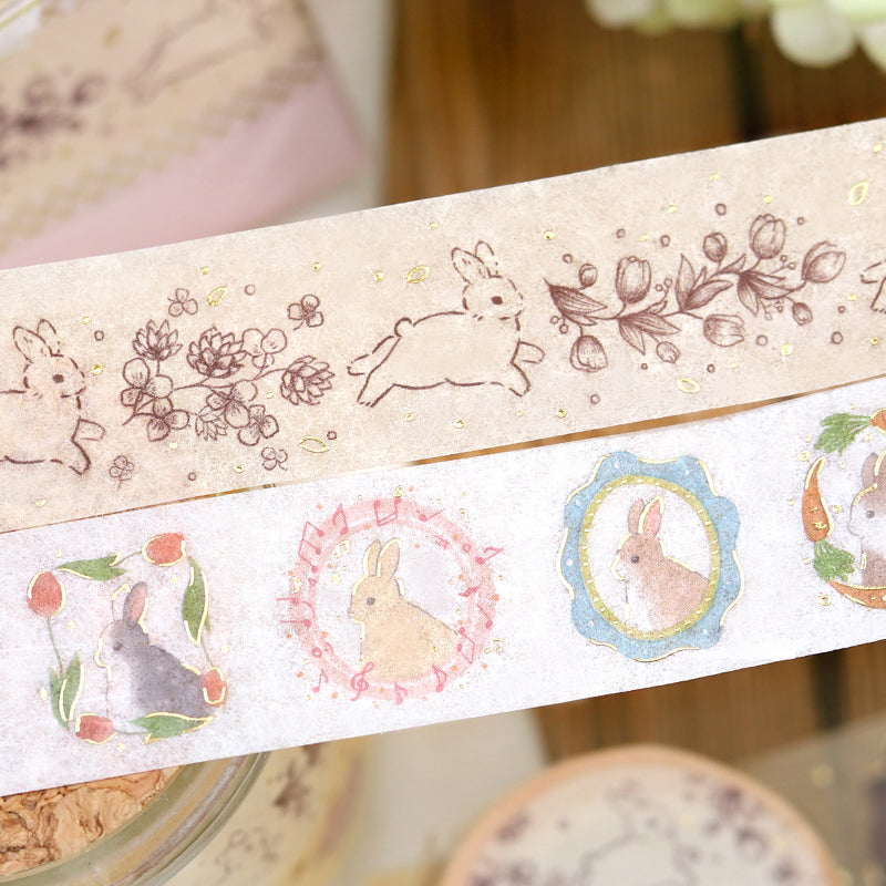 BGM Foil Stamping Masking Tape: Rabbit Country in Fairy Tale — BGM washi tape — decorative Japanese paper tape for journaling and craft, at Cityluxe Singapore