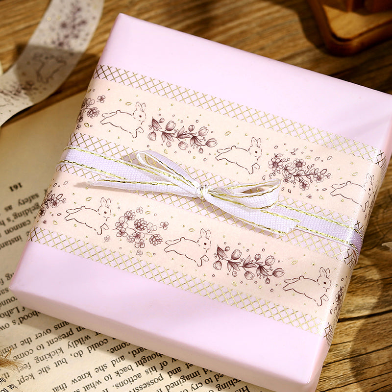 BGM Foil Stamping Masking Tape: Rabbit Country in Fairy Tale — BGM washi tape — decorative Japanese paper tape for journaling and craft, at Cityluxe Singapore
