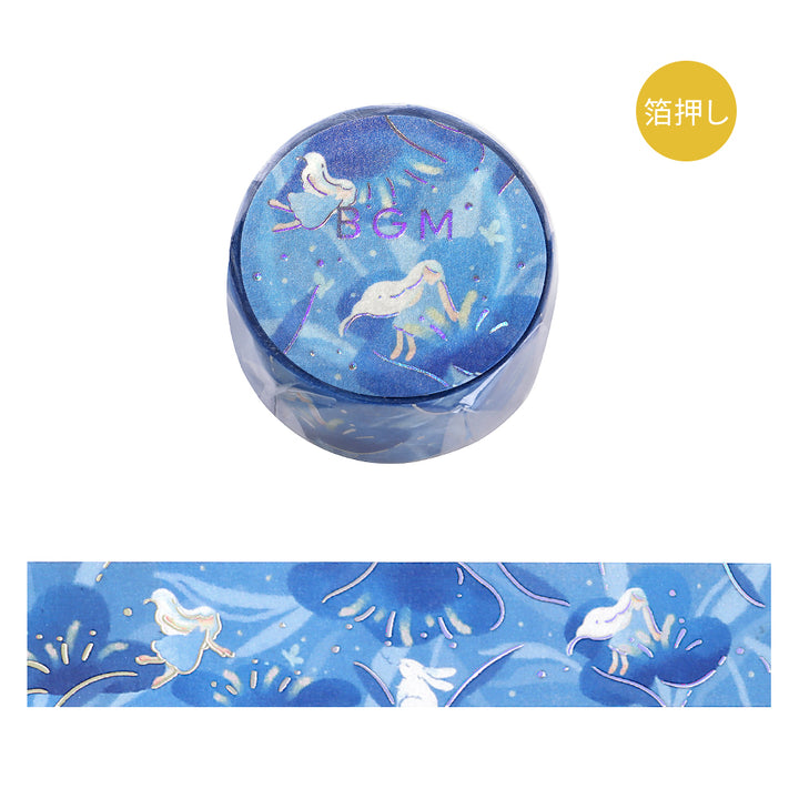 BGM Foil Stamping Masking Tape: Hana Monogatari in Night Scent — BGM washi tape — decorative Japanese paper tape for journaling and craft, at Cityluxe Singapore