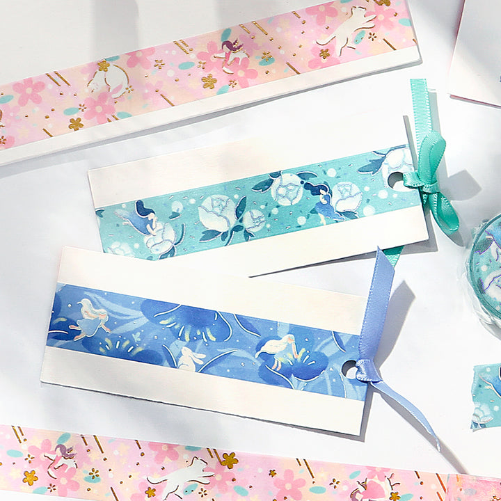 BGM Foil Stamping Masking Tape: Hana Monogatari in Night Scent — BGM washi tape — decorative Japanese paper tape for journaling and craft, at Cityluxe Singapore