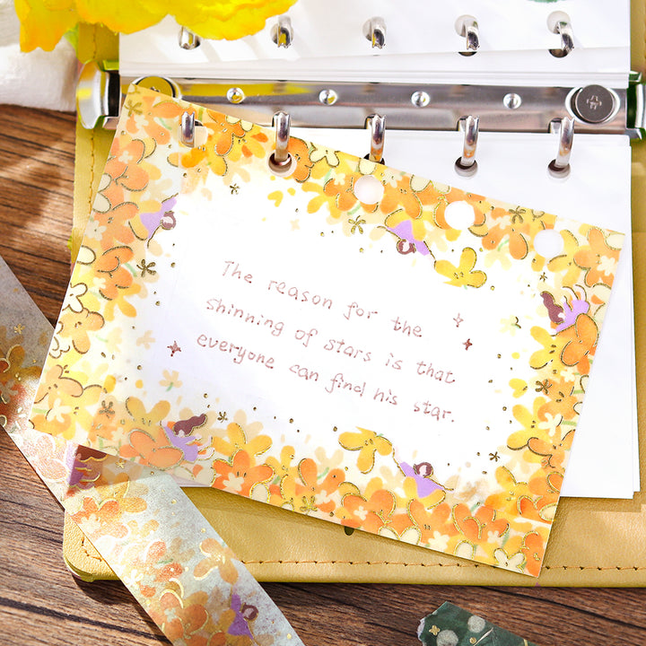 BGM Foil Stamping Masking Tape: Hana Monogatari in Flower Blizzard — BGM washi tape — decorative Japanese paper tape for journaling and craft, at Cityluxe Singapore