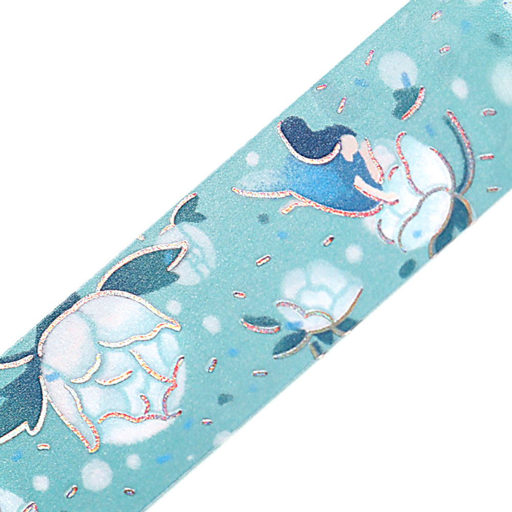 BGM Foil Stamping Masking Tape: Hana Monogatari in Blue Dream — BGM washi tape — decorative Japanese paper tape for journaling and craft, at Cityluxe Singapore