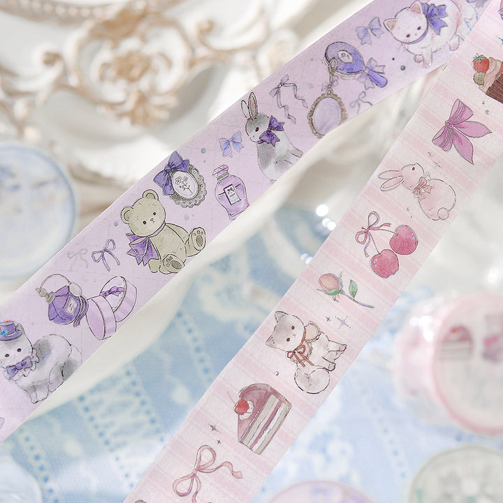 BGM Foil Stamping Masking Tape: Fairy Tale Party in Strawberry — BGM washi tape — decorative Japanese paper tape for journaling and craft, at Cityluxe Singapore