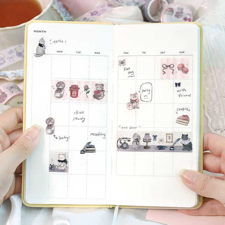 BGM Foil Stamping Masking Tape: Fairy Tale Party in Strawberry — BGM washi tape — decorative Japanese paper tape for journaling and craft, at Cityluxe Singapore