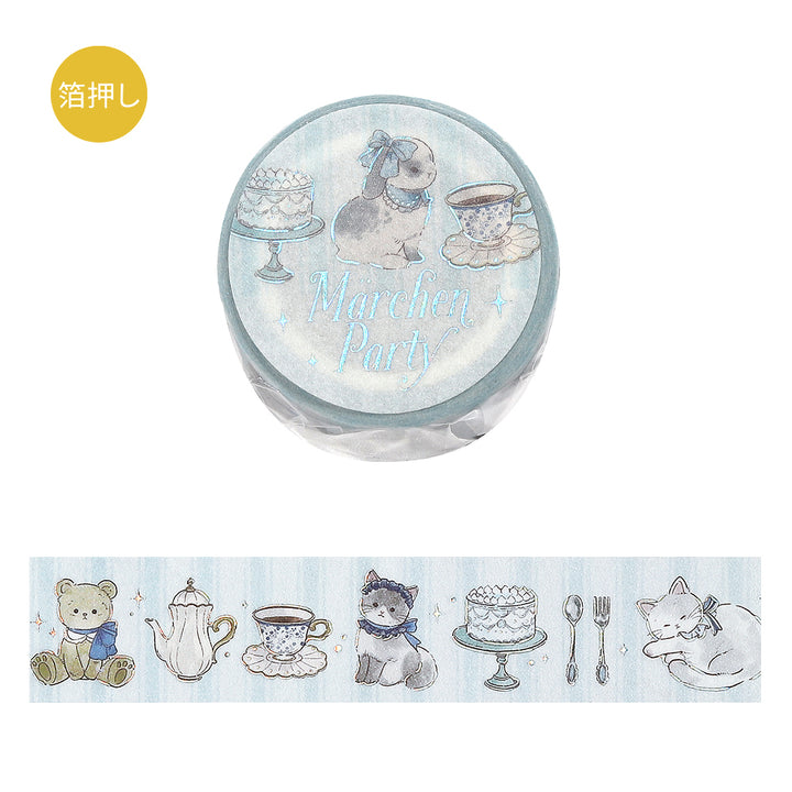 BGM Foil Stamping Masking Tape: Fairy Tale Party in Tea Time — BGM washi tape — decorative Japanese paper tape for journaling and craft, at Cityluxe Singapore