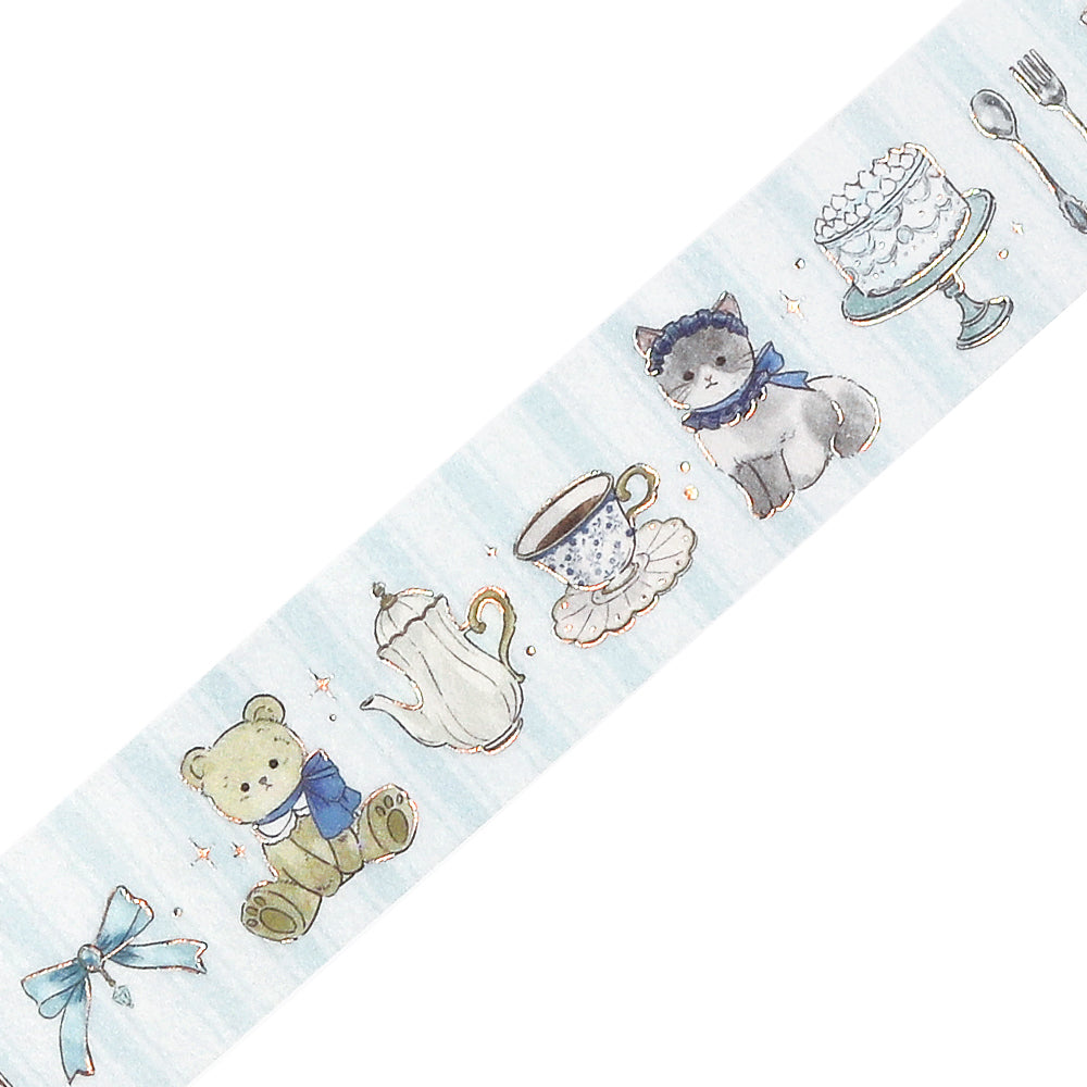 BGM Foil Stamping Masking Tape: Fairy Tale Party in Tea Time — BGM washi tape — decorative Japanese paper tape for journaling and craft, at Cityluxe Singapore