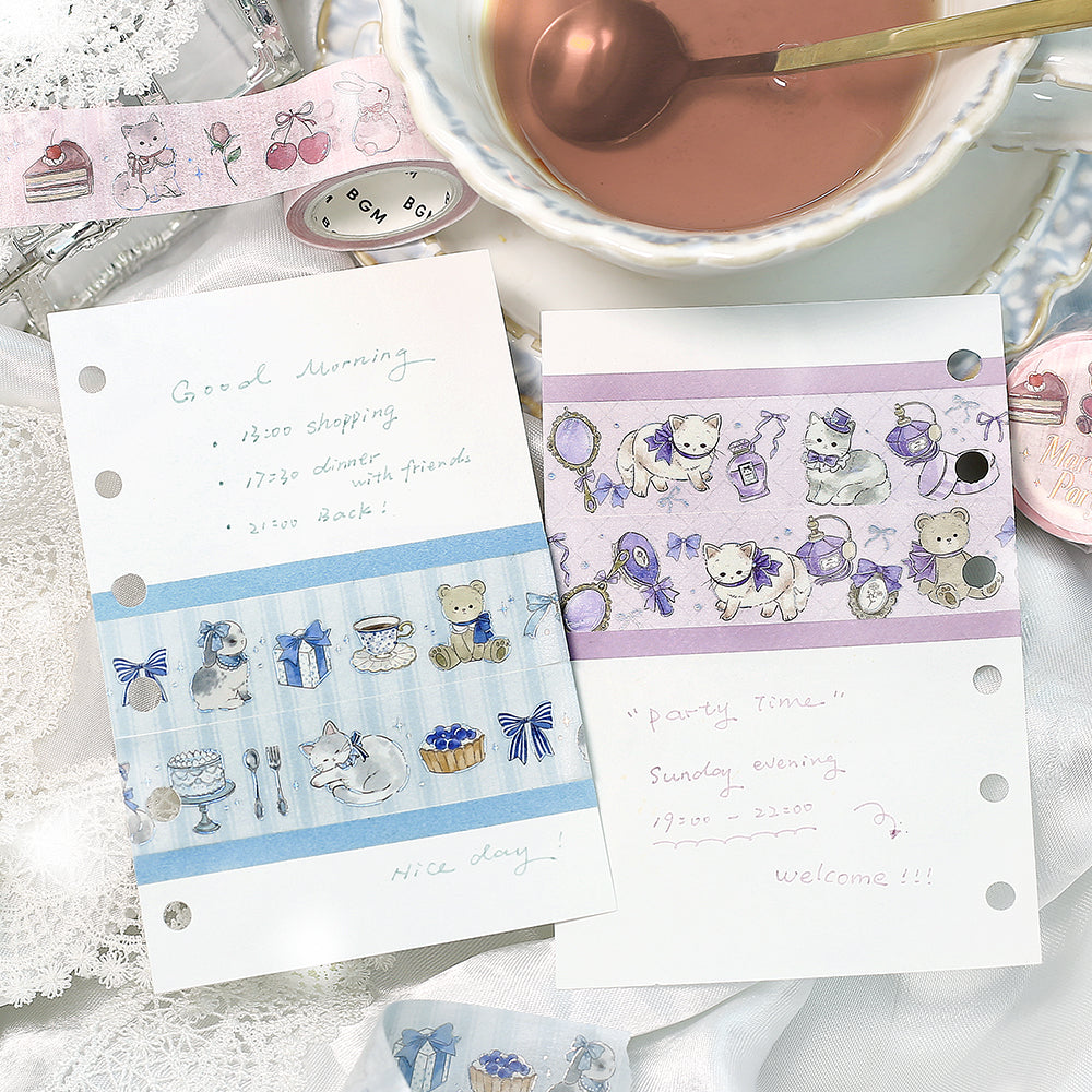 BGM Foil Stamping Masking Tape: Fairy Tale Party in Perfume — BGM washi tape — decorative Japanese paper tape for journaling and craft, at Cityluxe Singapore