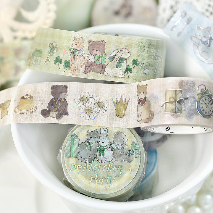 BGM Foil Stamping Masking Tape: Fairy Tale Party in Garden — BGM washi tape — decorative Japanese paper tape for journaling and craft, at Cityluxe Singapore