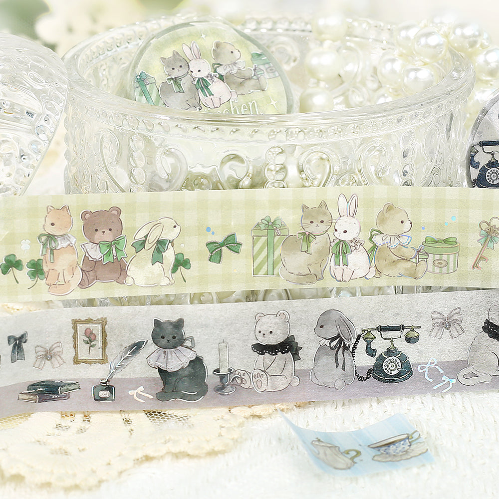 BGM Foil Stamping Masking Tape: Fairy Tale Party in Garden — BGM washi tape — decorative Japanese paper tape for journaling and craft, at Cityluxe Singapore