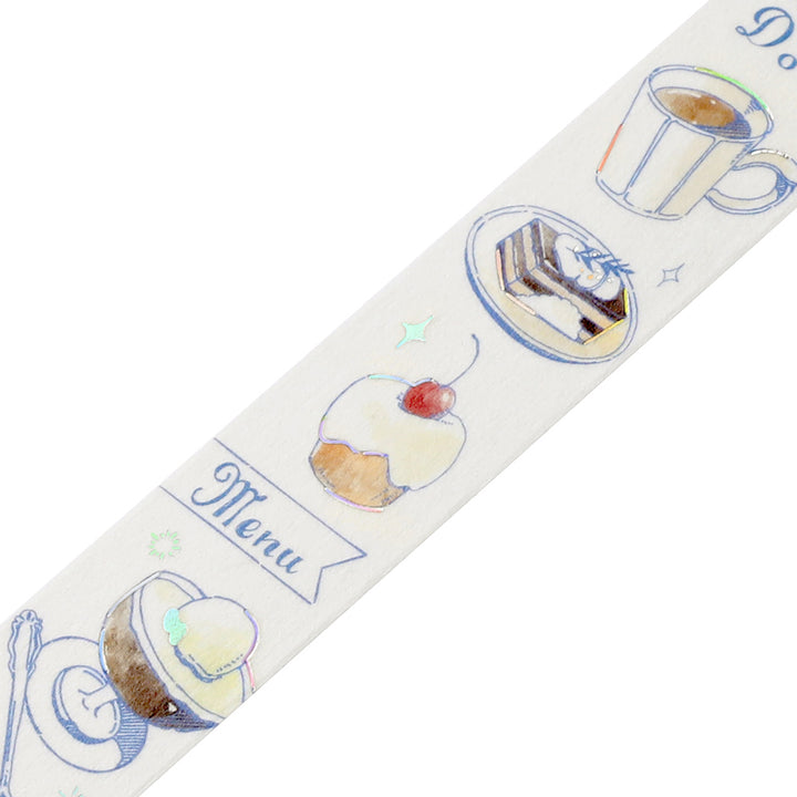 BGM Foil Stamping Masking Tape: Travel, Cafe, and Diary - Mocha — pattern detail