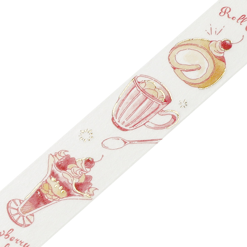 BGM Foil Stamping Masking Tape: Travel, Cafe, and Diary - Rose — pattern detail