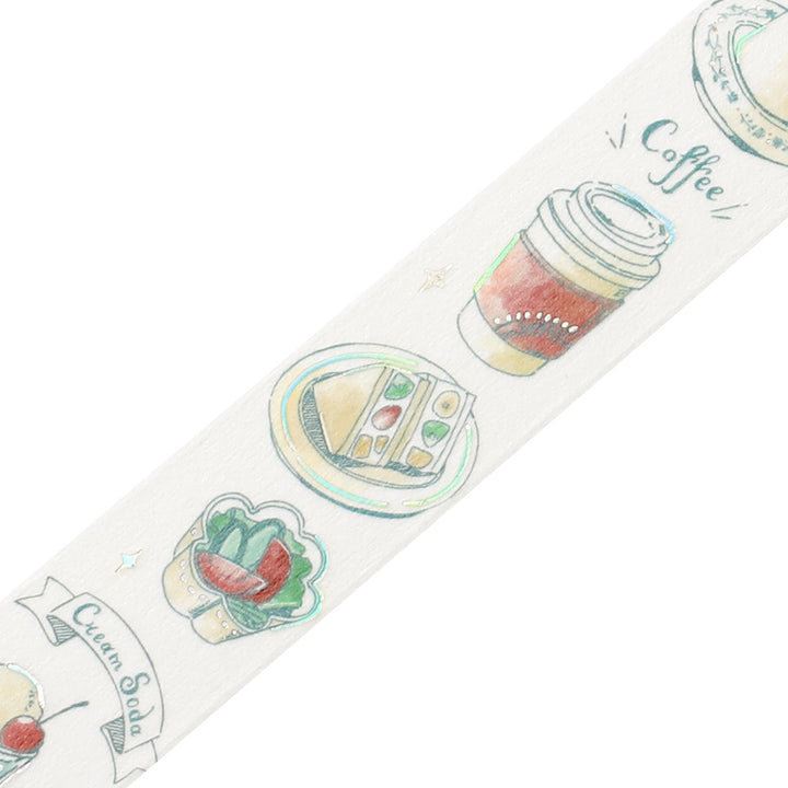 BGM Foil Stamping Masking Tape: Travel, Cafe, and Diary - Mint — pattern detail
