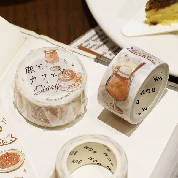 Load image into Gallery viewer, BGM Foil Stamping Masking Tape: Travel, Cafe, and Diary - Orange
