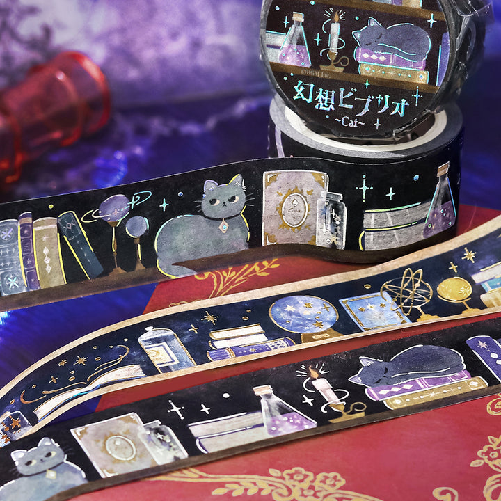BGM Foil Stamping Masking Tape: Fantasy Bibliotheca Cat