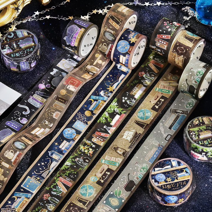 BGM Foil Stamping Masking Tape: Fantasy Bibliotheca Cat