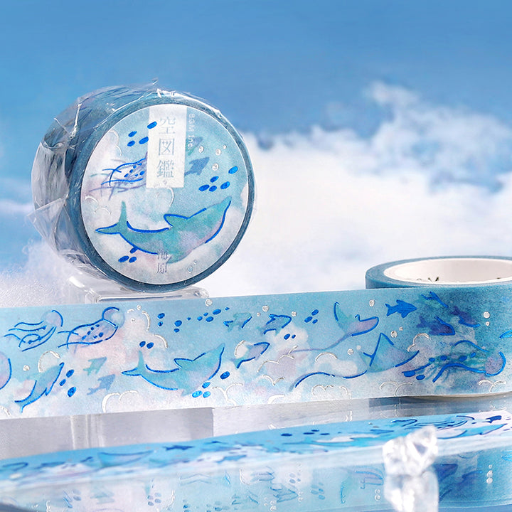 BGM Foil Stamping Masking Tape: Sky Encyclopedia in Ocean — BGM masking tape — decorative paper tape for journaling and scrapbooking, at Cityluxe Singapore