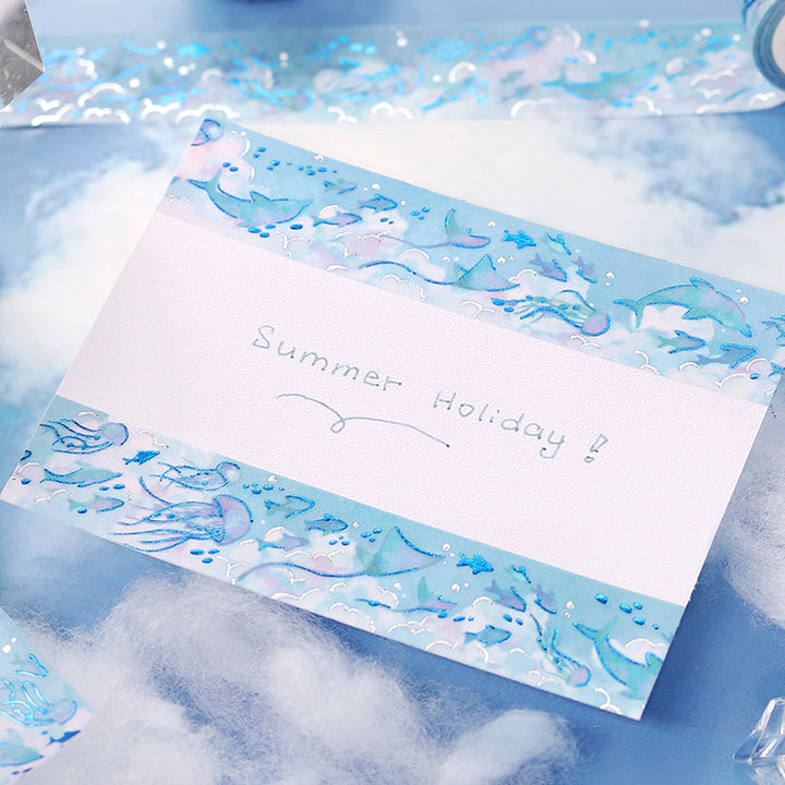 BGM Foil Stamping Masking Tape: Sky Encyclopedia in Ocean — BGM masking tape — decorative paper tape for journaling and scrapbooking, at Cityluxe Singapore
