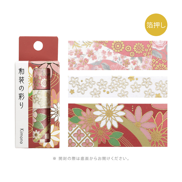 BGM Foil Stamping Masking Tape: The Color of Kimono in Crimson — BGM washi tape — decorative Japanese paper tape for journaling and craft, at Cityluxe Singapore