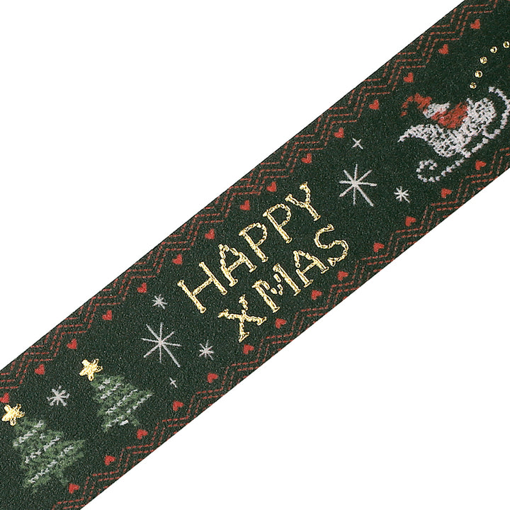 BGM Foil Stamping Christmas Limited Edition Masking Tape in Cross Stitch — BGM masking tape — decorative paper tape for journaling and scrapbooking, at Cityluxe Singapore