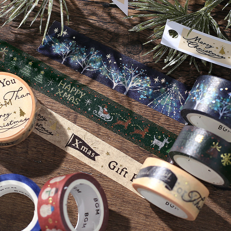 BGM Foil Stamping Christmas Limited Edition Masking Tape in Cross Stitch — BGM masking tape — decorative paper tape for journaling and scrapbooking, at Cityluxe Singapore