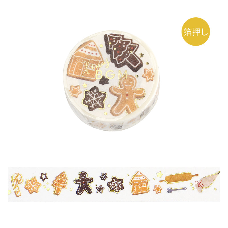BGM Foil Stamping Christmas Limited Edition Masking Tape in Cookie Workshop — BGM washi tape — decorative Japanese paper tape for journaling and craft, at Cityluxe Singapore