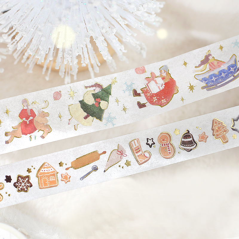 BGM Foil Stamping Christmas Limited Edition Masking Tape in Cookie Workshop — BGM washi tape — decorative Japanese paper tape for journaling and craft, at Cityluxe Singapore