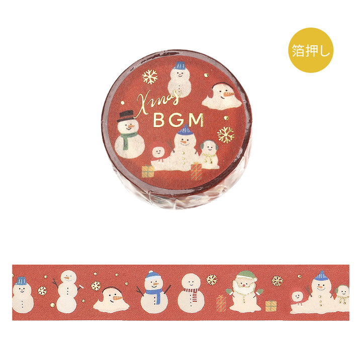 BGM Foil Stamping Christmas Limited Edition Masking Tape in Snowmen — BGM washi tape — decorative Japanese paper tape for journaling and craft, at Cityluxe Singapore