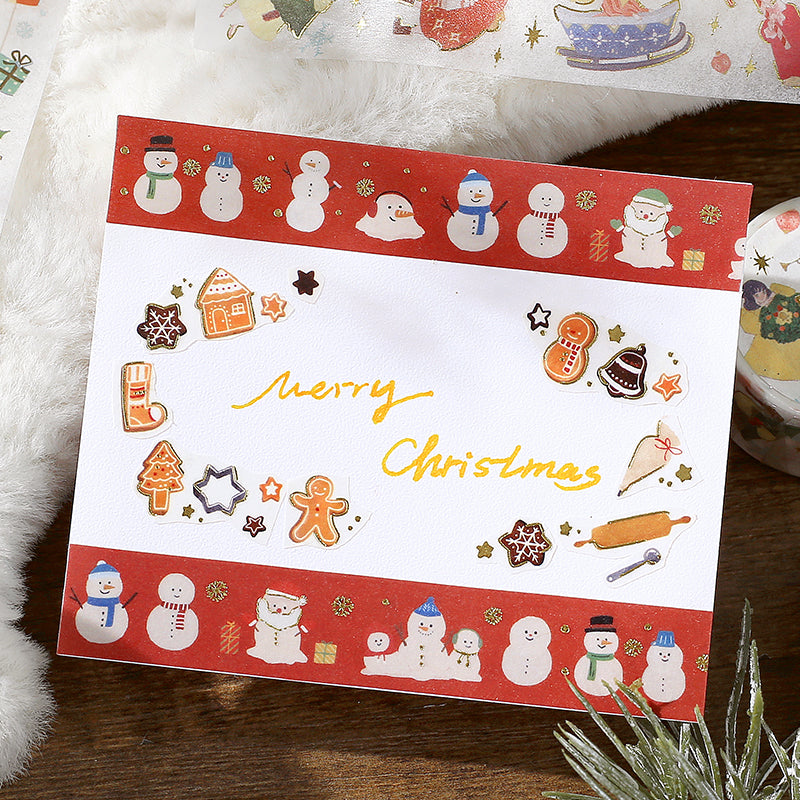 BGM Foil Stamping Christmas Limited Edition Masking Tape in Snowmen — BGM washi tape — decorative Japanese paper tape for journaling and craft, at Cityluxe Singapore