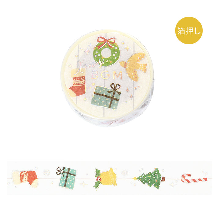 BGM Foil Stamping Christmas Limited Edition Masking Tape in Christmas Ornaments — BGM washi tape — decorative Japanese paper tape for journaling and craft, at Cityluxe Singapore