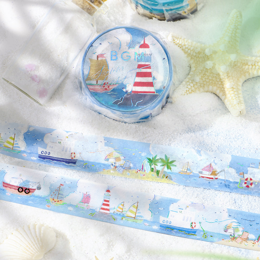 BGM Summer Limited Masking Tape - Summer Harbor — roll side