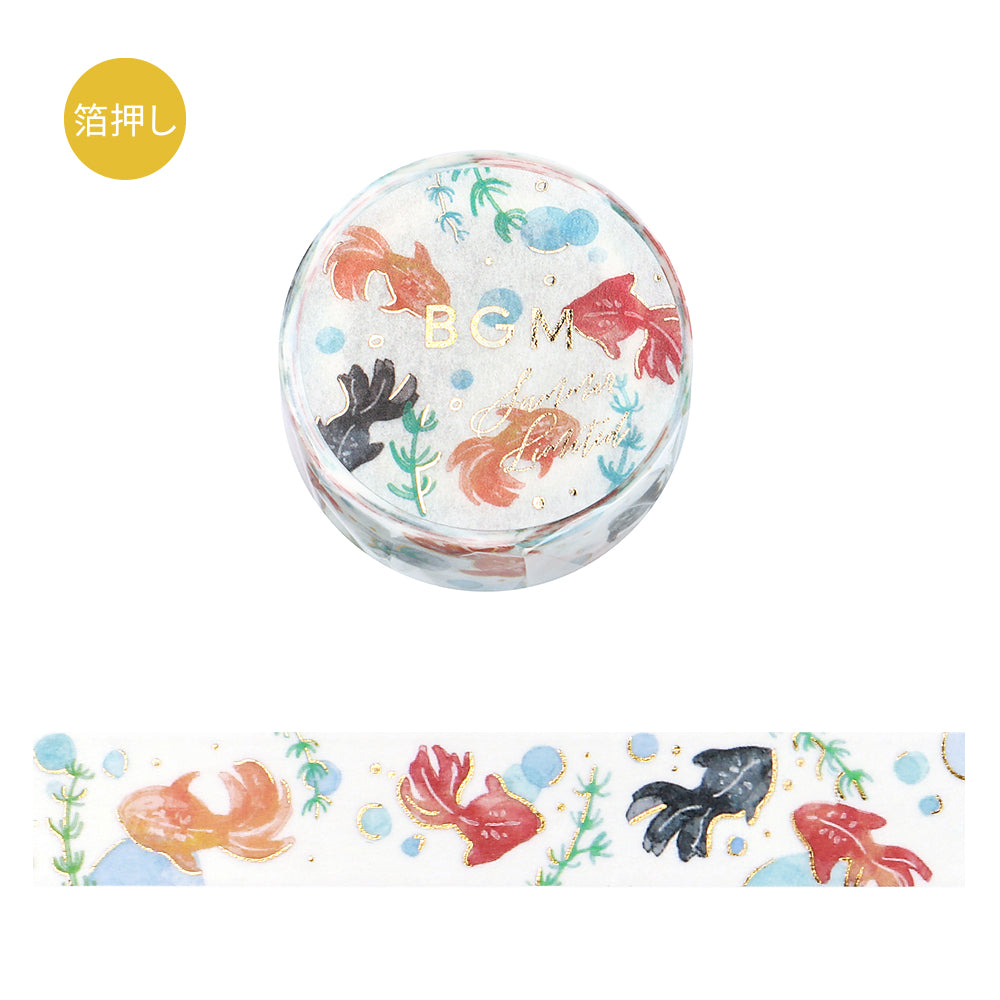 BGM Summer Limited Masking Tape in Goldfish — BGM washi tape — decorative Japanese paper tape for journaling and craft, at Cityluxe Singapore