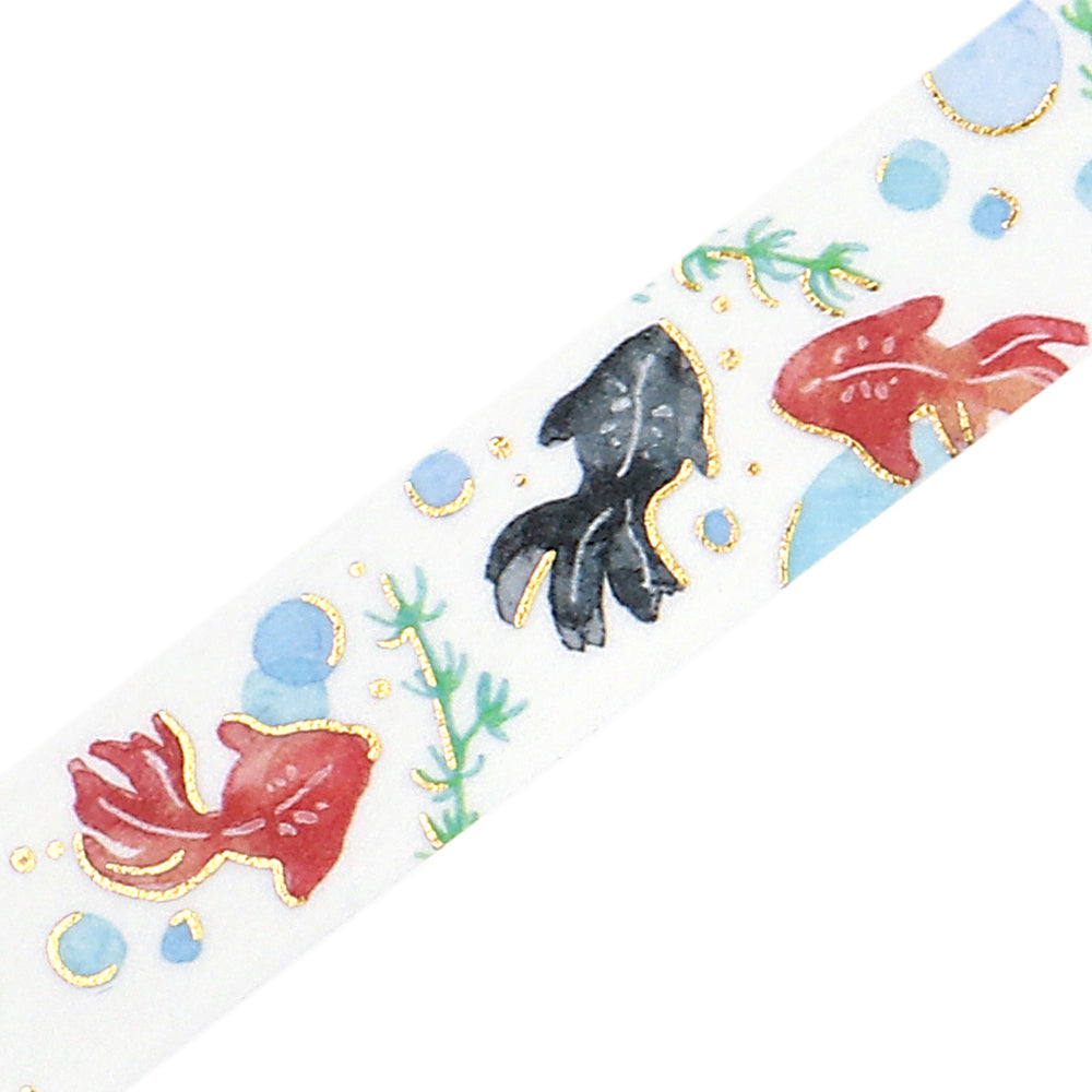 BGM Summer Limited Masking Tape in Goldfish — BGM washi tape — decorative Japanese paper tape for journaling and craft, at Cityluxe Singapore