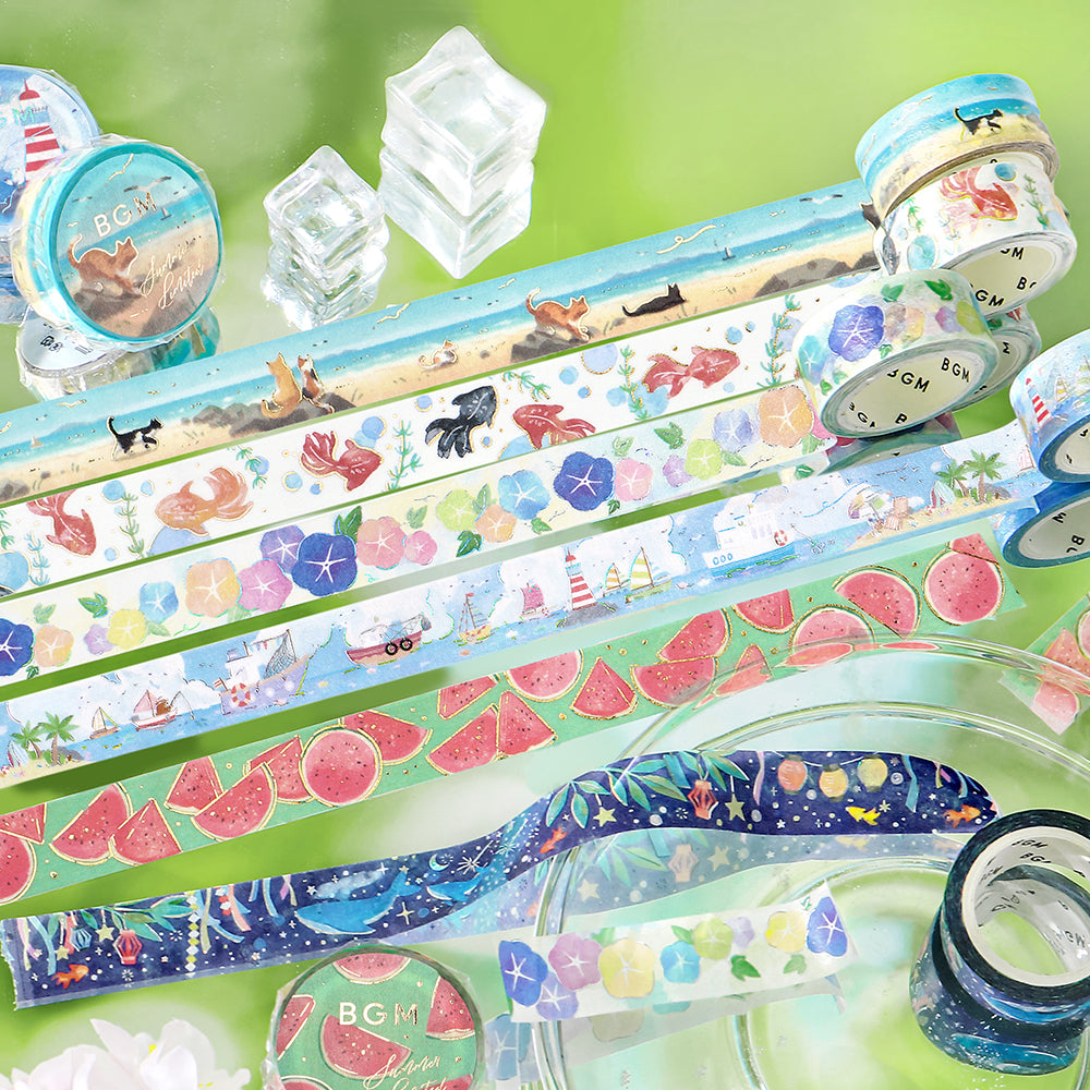 BGM Summer Limited Masking Tape - Summer Watermelon — roll side