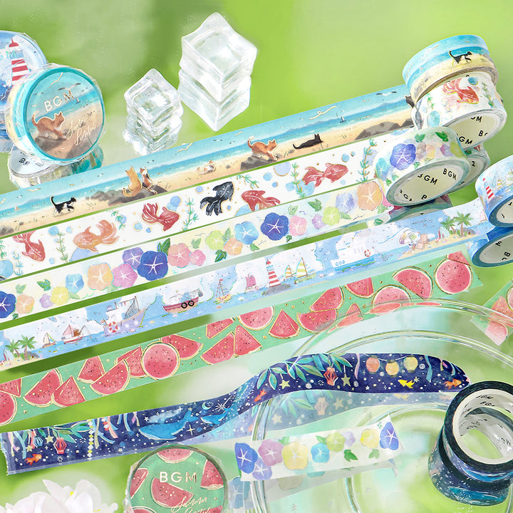 BGM Summer Limited Masking Tape - Summer Watermelon — roll side