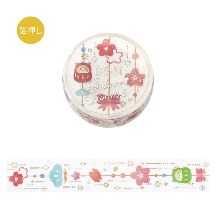 BGM Sakura Limited Masking Tape: Cherry Blossom Ornament — roll front