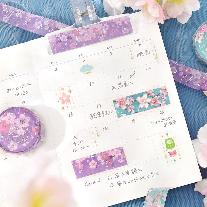 BGM Sakura Limited Masking Tape: Cherry Blossom Time — with packaging