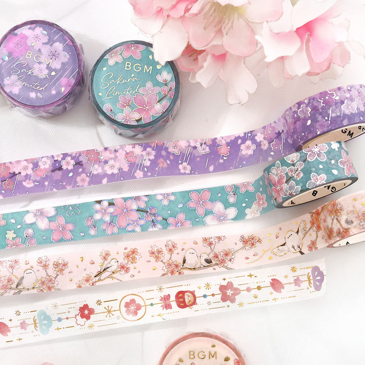BGM Sakura Limited Masking Tape: Cherry Blossom Time — roll side