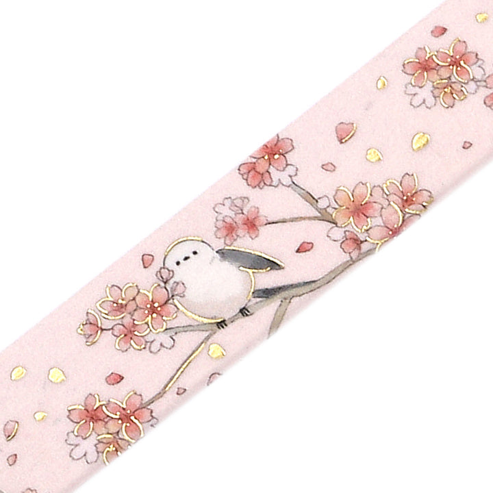 BGM Sakura Limited Masking Tape: Cherry Blossoms and Long-tailed Tits — pattern detail