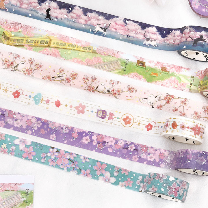 BGM Sakura Limited Masking Tape: Cherry Blossom-Lined Train Street — colour swatch