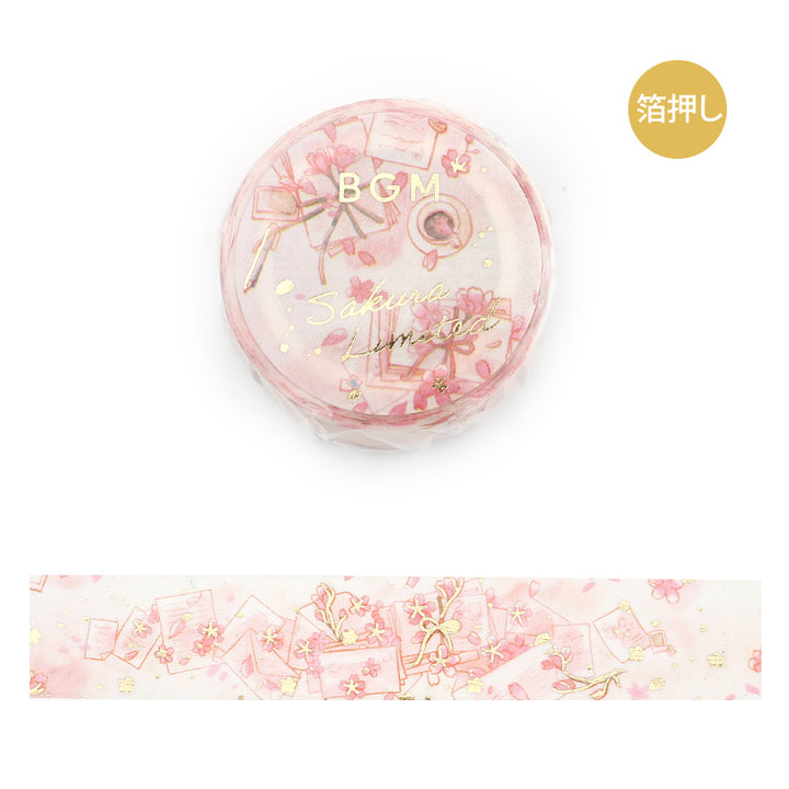 BGM Sakura Limited Edition 2024 Masking Tape in News About Cherry Blossom — BGM washi tape — decorative Japanese paper tape for journaling and craft, at Cityluxe Singapore