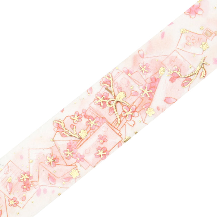 BGM Sakura Limited Edition 2024 Masking Tape in News About Cherry Blossom — BGM washi tape — decorative Japanese paper tape for journaling and craft, at Cityluxe Singapore