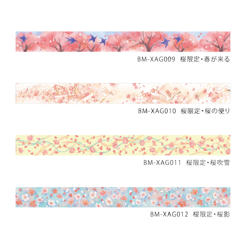 BGM Sakura Limited Edition 2024 Masking Tape in News About Cherry Blossom — BGM washi tape — decorative Japanese paper tape for journaling and craft, at Cityluxe Singapore