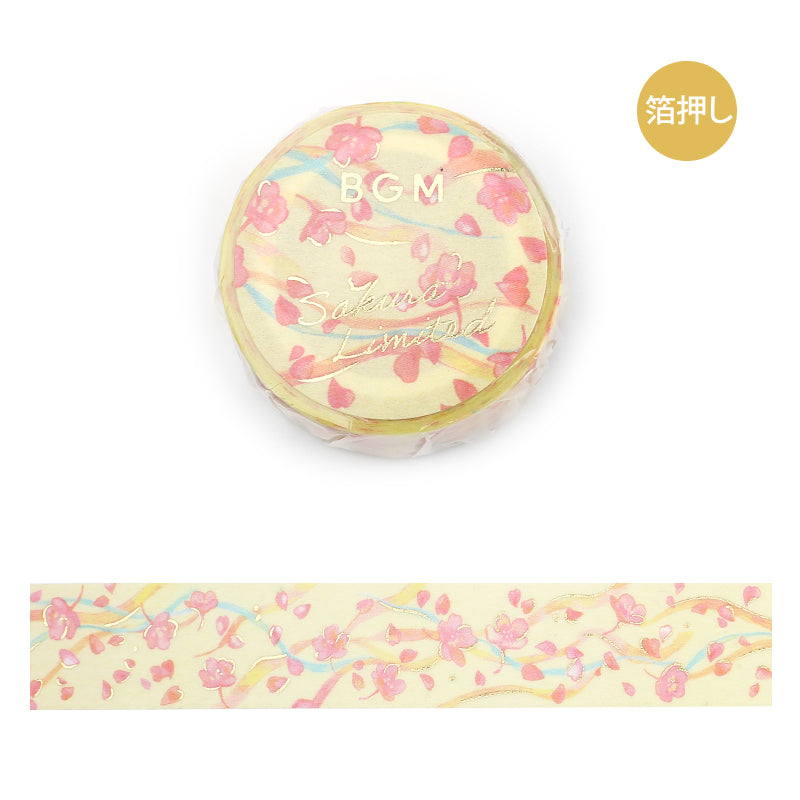 BGM Sakura Limited Edition 2024 Masking Tape in Sakura Blizzard — BGM washi tape — decorative Japanese paper tape for journaling and craft, at Cityluxe Singapore