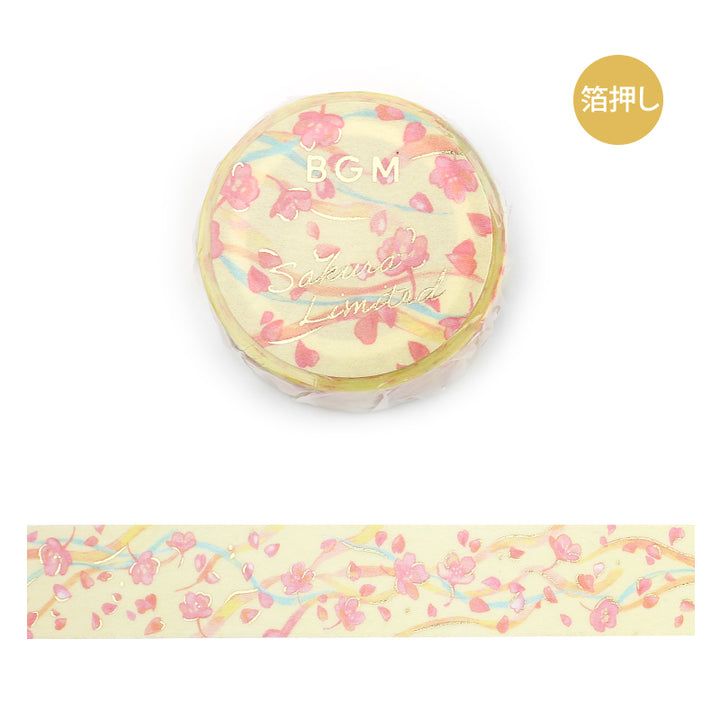 BGM Sakura Limited Edition 2024 Masking Tape in Sakura Blizzard — BGM washi tape — decorative Japanese paper tape for journaling and craft, at Cityluxe Singapore