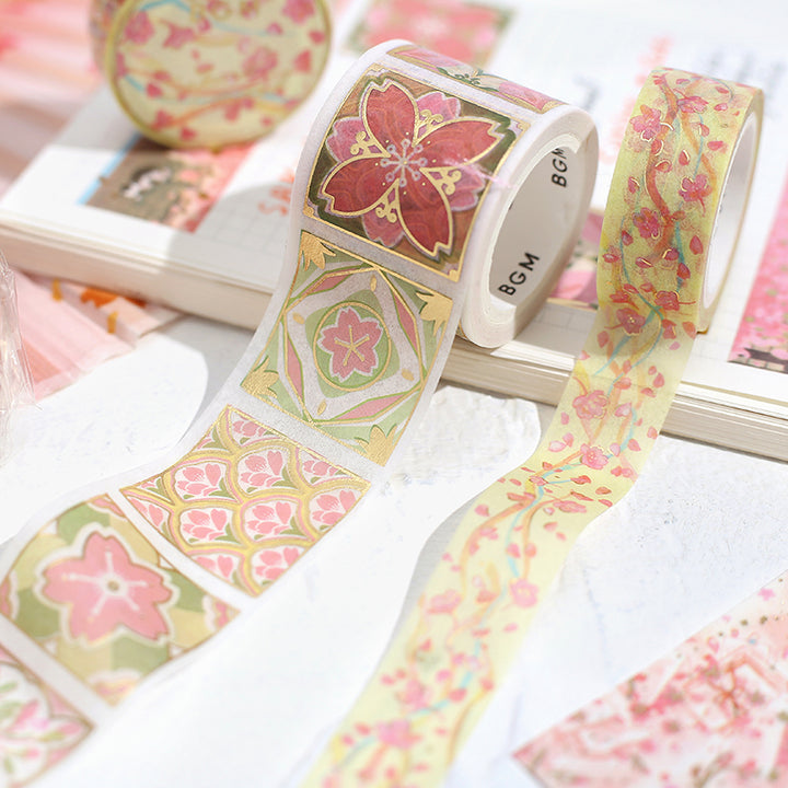 BGM Sakura Limited Edition 2024 Masking Tape in Sakura Blizzard — BGM washi tape — decorative Japanese paper tape for journaling and craft, at Cityluxe Singapore