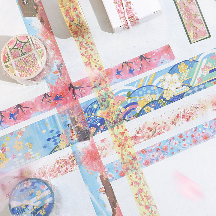 BGM Sakura Limited Edition 2024 Masking Tape in Sakura Blizzard — BGM washi tape — decorative Japanese paper tape for journaling and craft, at Cityluxe Singapore
