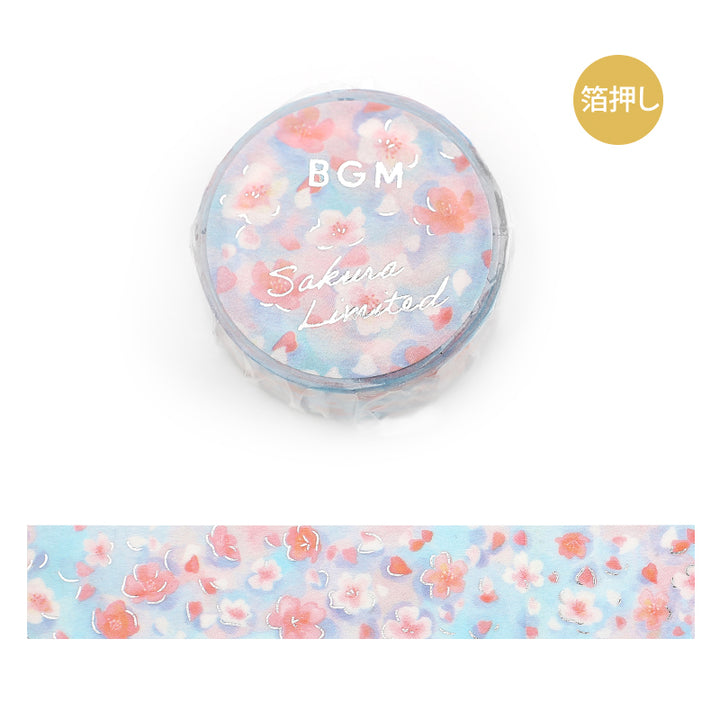 BGM Sakura Limited Edition 2024 Masking Tape in Sakura Shadow — BGM washi tape — decorative Japanese paper tape for journaling and craft, at Cityluxe Singapore