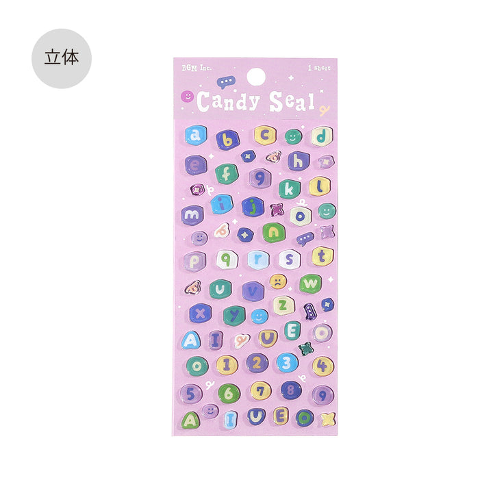 BGM Candy Seal in Numeric Alphabet — BGM decorative sticker — for journaling planners and scrapbooking, at Cityluxe Singapore
